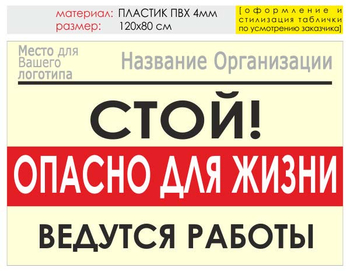 Информационный щит "опасно для жизни" (пластик, 120х90 см) t19 - Охрана труда на строительных площадках - Информационные щиты - магазин "Охрана труда и Техника безопасности"