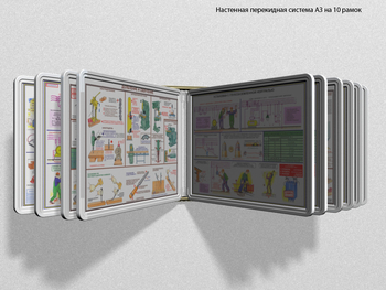 Настенная перекидная система а3 на 10 рамок (белая) - Перекидные системы для плакатов, карманы и рамки - Настенные перекидные системы - магазин "Охрана труда и Техника безопасности"